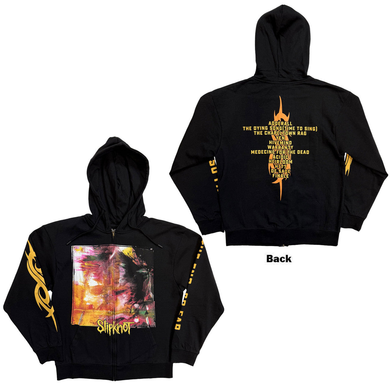 Slipknot Unisex Zipped Hoodie: The End, So Far Tracklist (Black) (Back Print) (Copy)