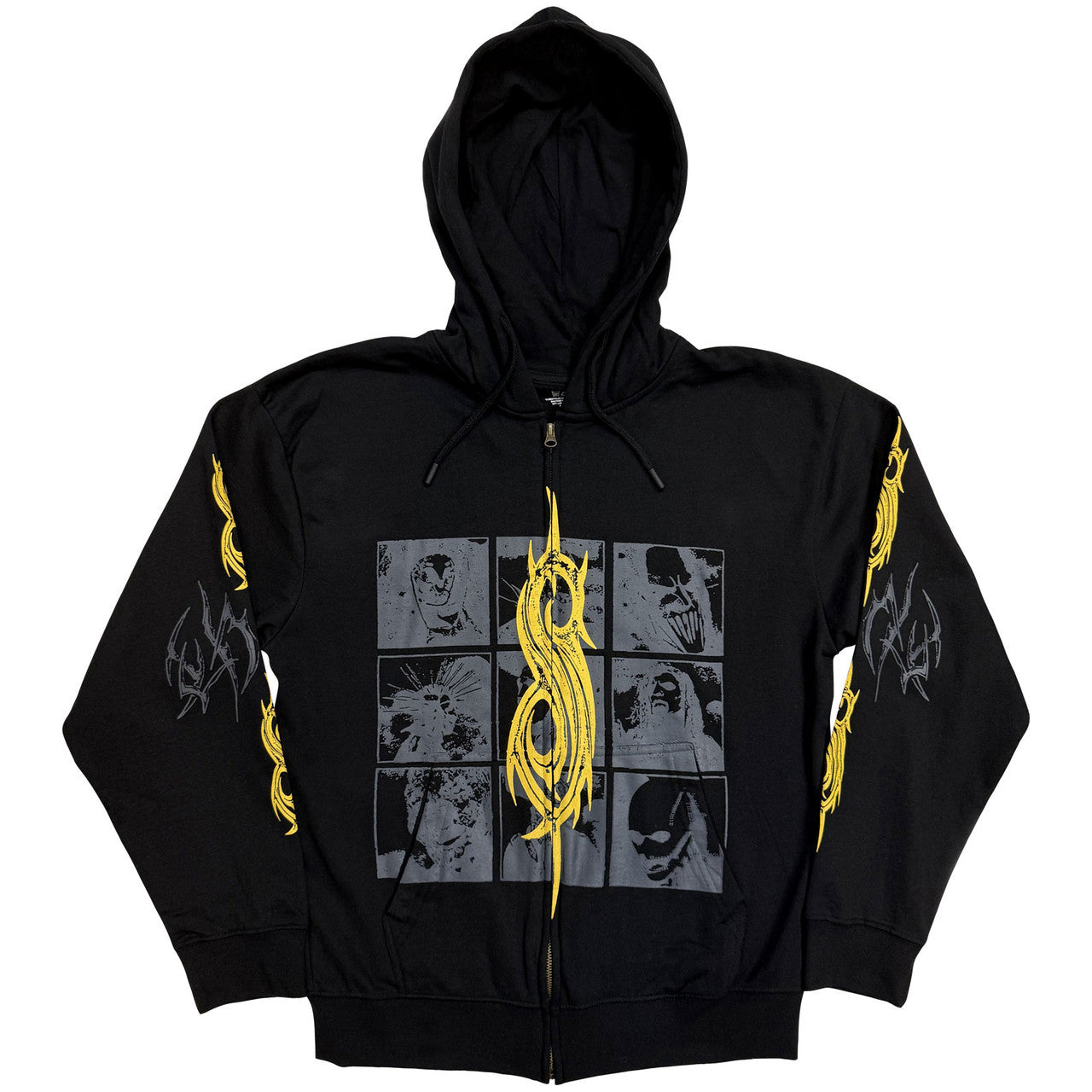 Slipknot Unisex Zipped Hoodie: The End, So Far Tribal-S Band (Back Print) (Black)