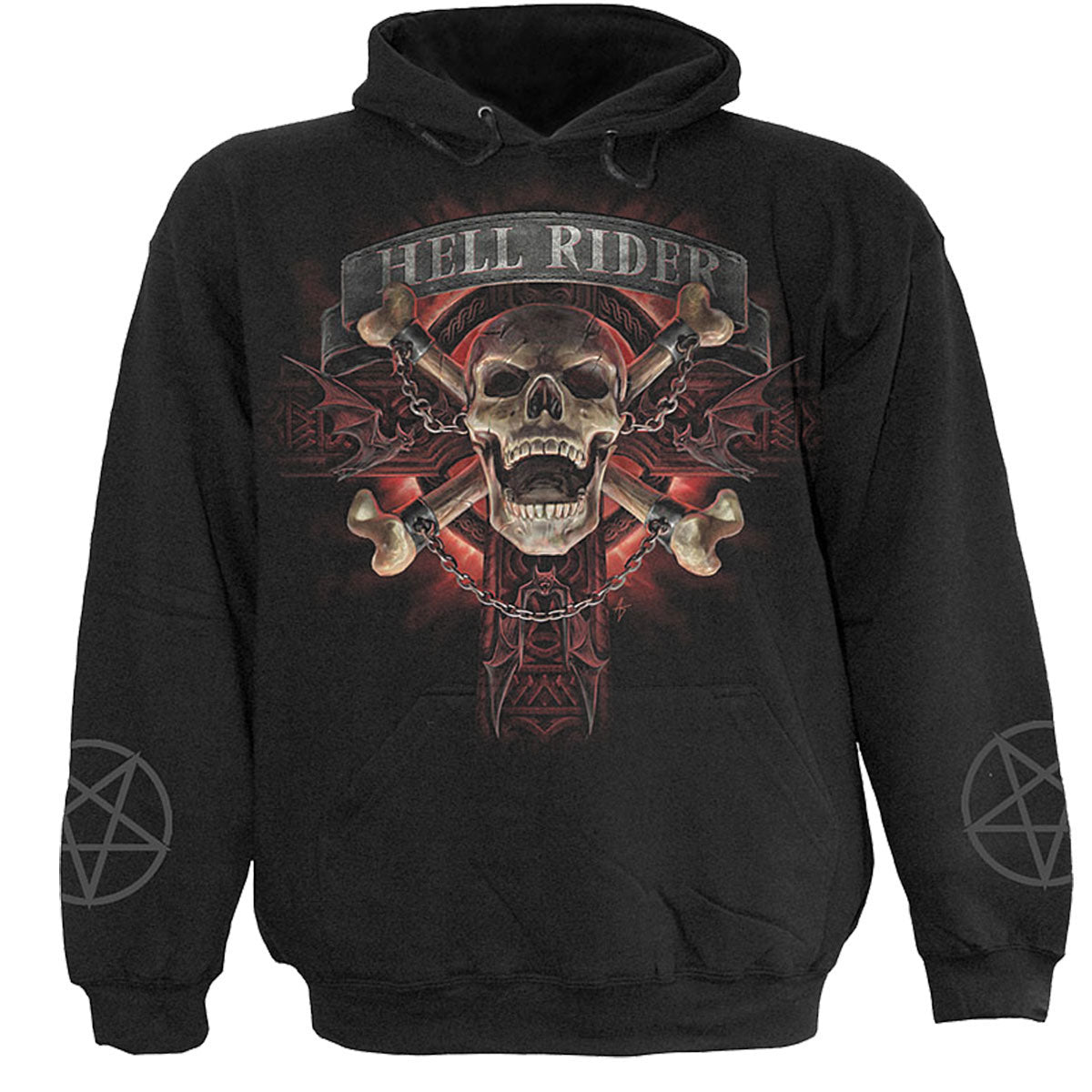 Spiral Kids Pullover Hoodie: Hell Rider (Black) (Back & Sleeve Print)