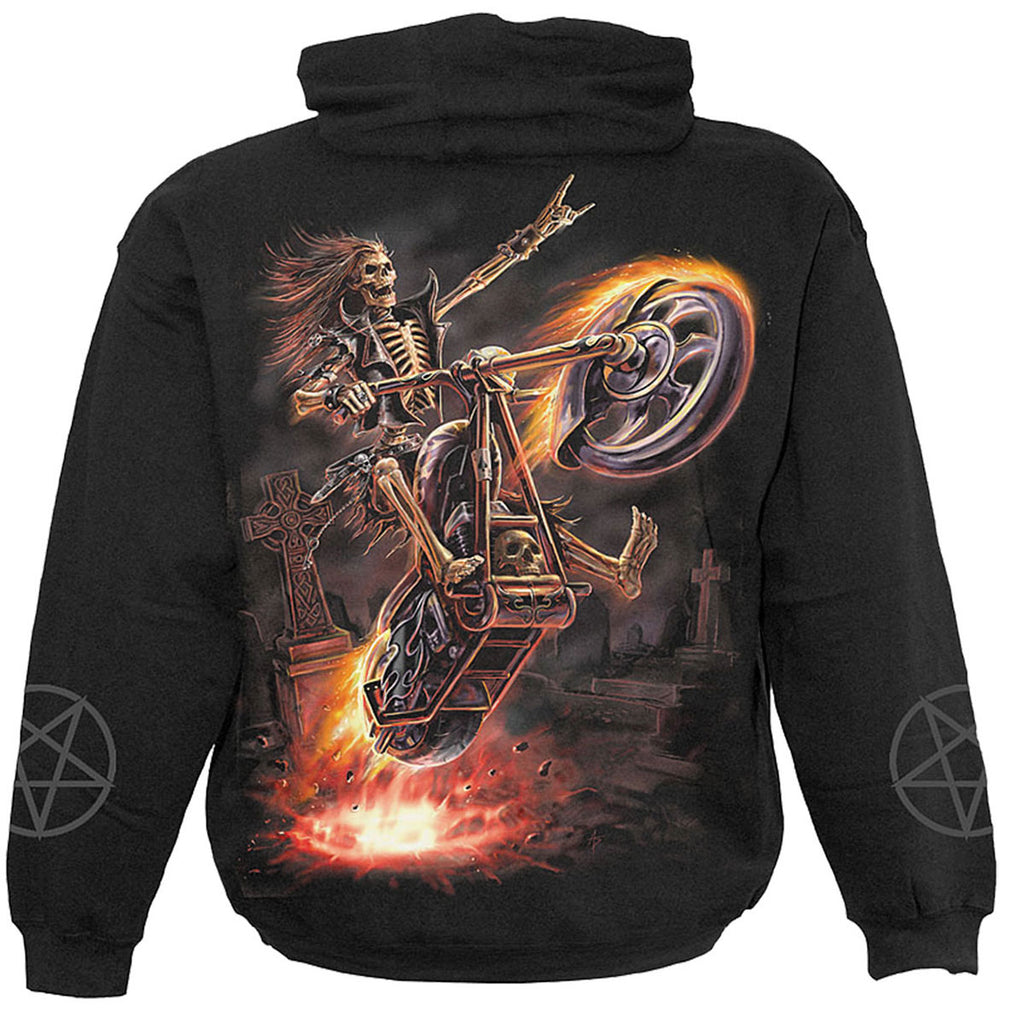 Spiral Kids Pullover Hoodie: Hell Rider (Black) (Back & Sleeve Print)
