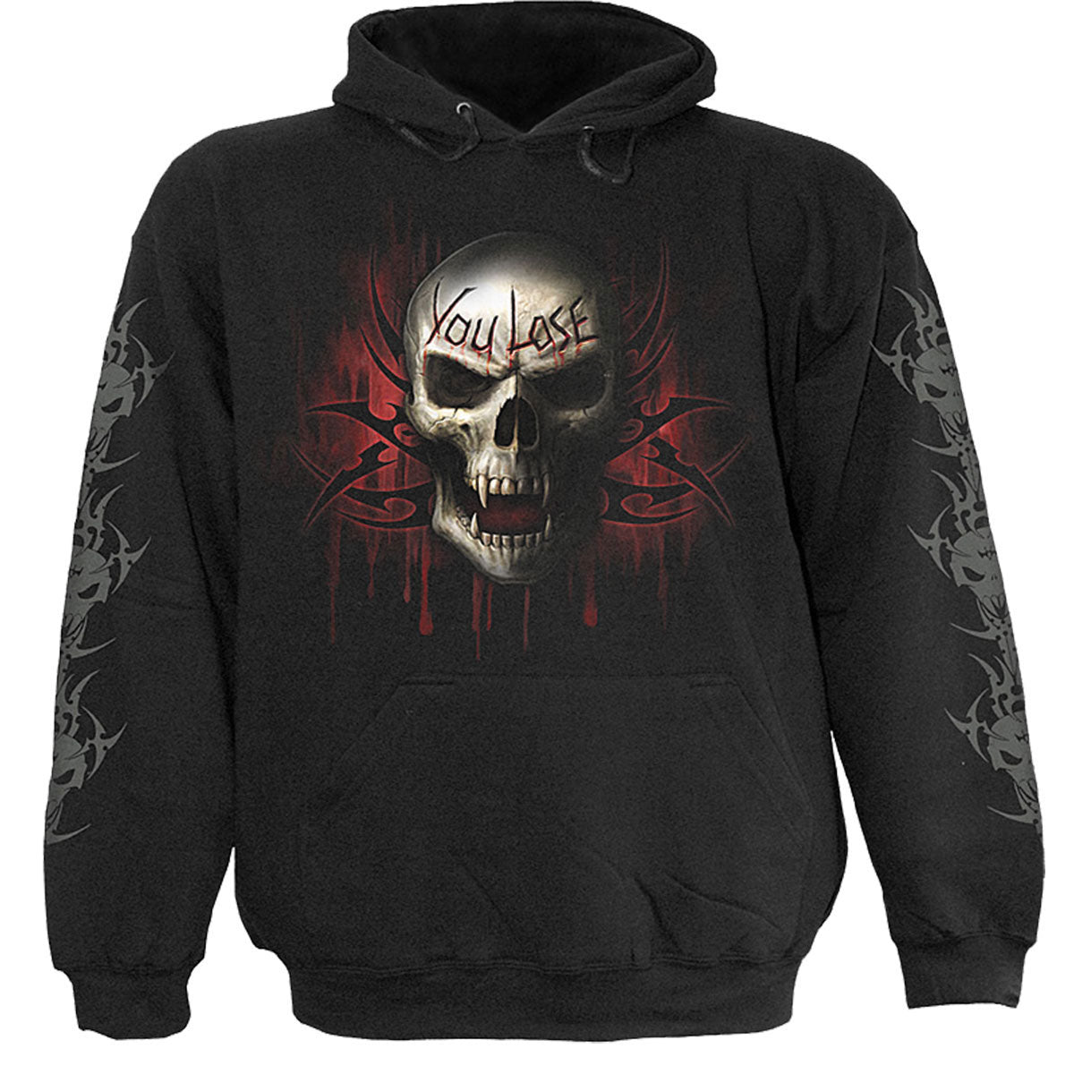Spiral Kids Pullover Hoodie: Game Over (Black) (Back & Sleeve Print)