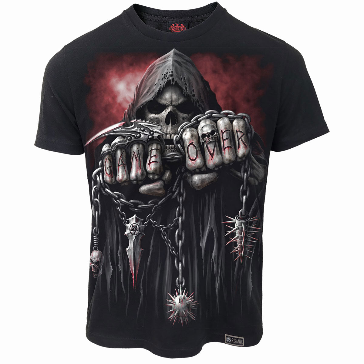 Spiral Unisex Organic T-Shirt: Game Over (Black) (Back Print)