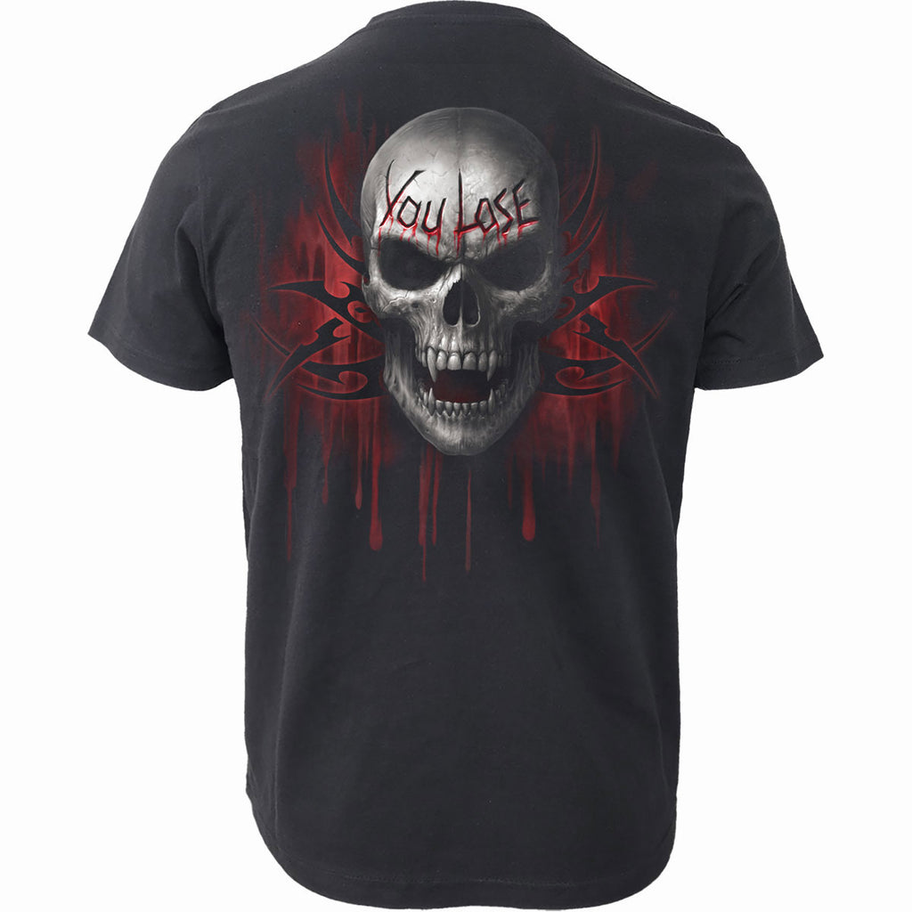 Spiral Unisex Organic T-Shirt: Game Over (Black) (Back Print)