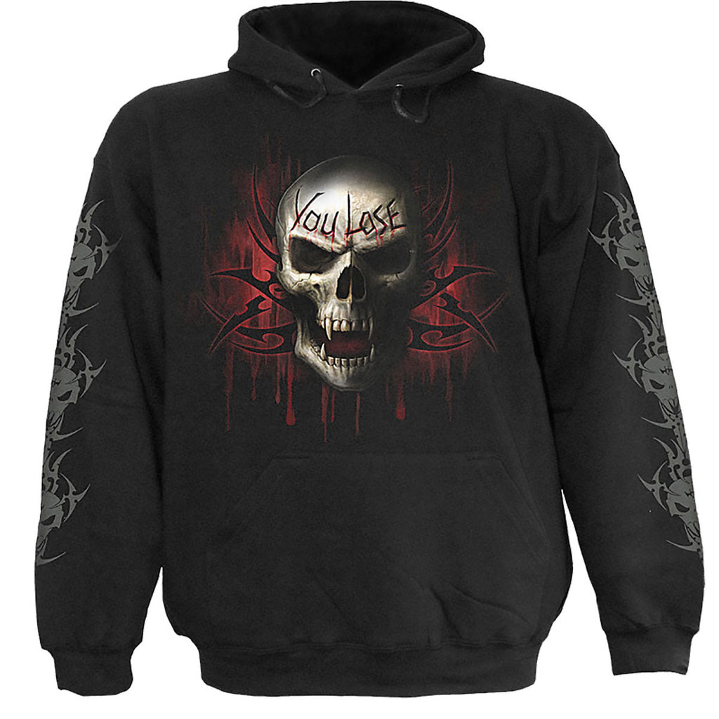 Spiral Unisex Pullover Hoodie: Game Over (Black) (Back & Sleeve Print)
