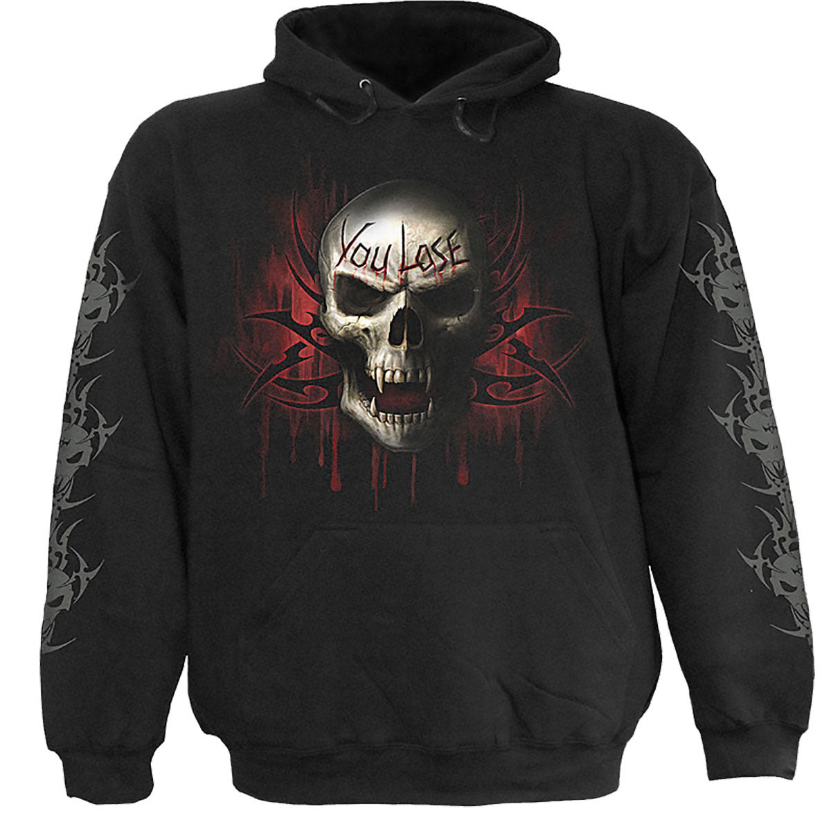 Spiral Unisex Pullover Hoodie: Game Over (Black) (Back & Sleeve Print)