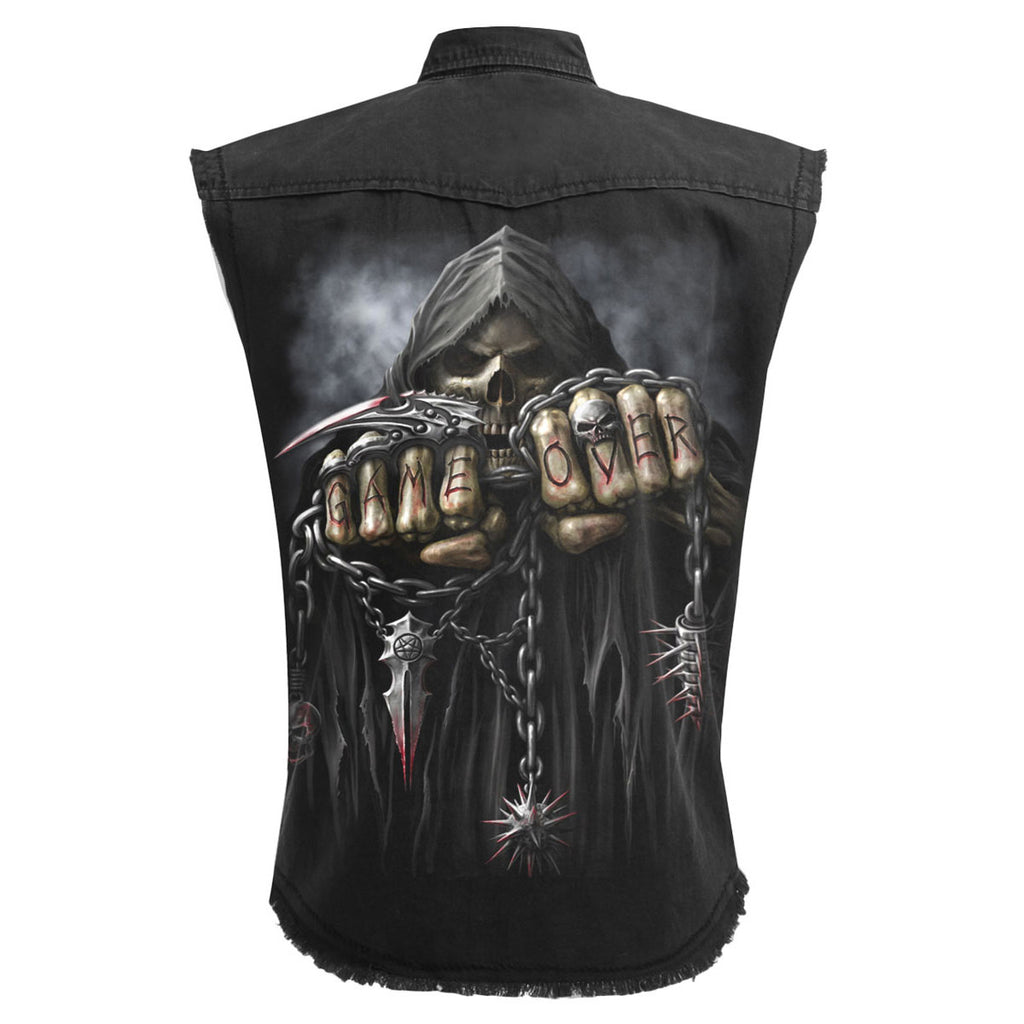 Spiral Unisex Worker Shirt: Game Over (Black) (Back Print)