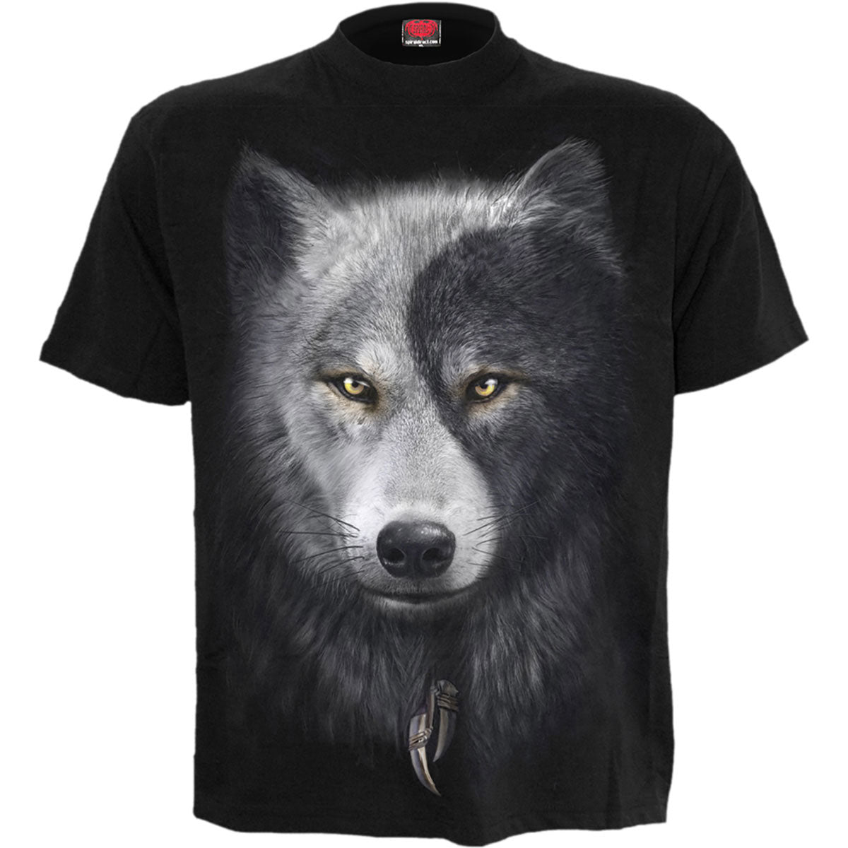 Spiral Unisex T-Shirt: Wolf Chi (Black) (Back Print)