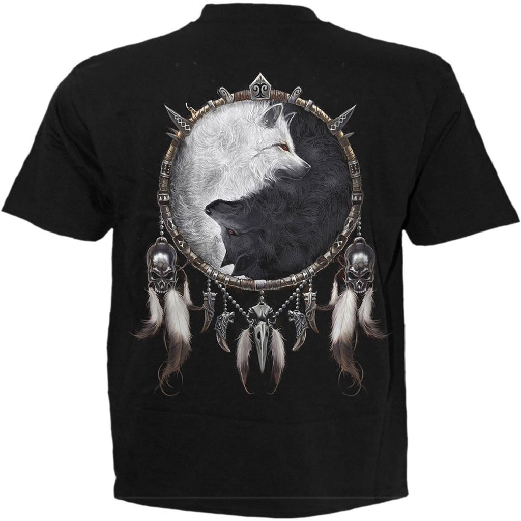 Spiral Unisex T-Shirt: Wolf Chi (Black) (Back Print)