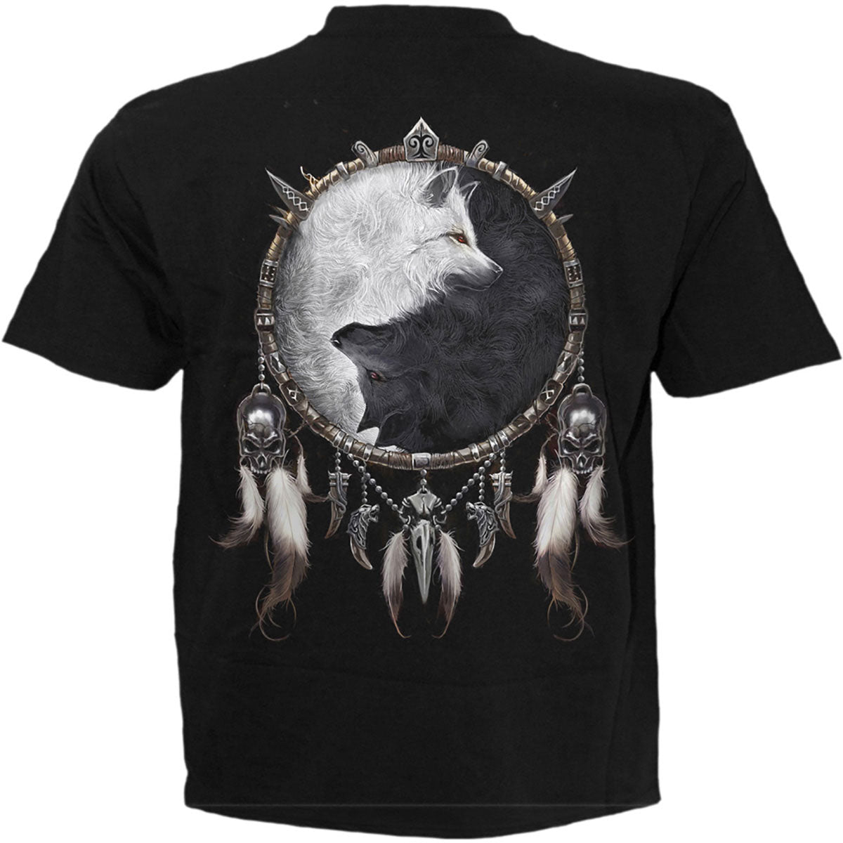 Spiral Unisex T-Shirt: Wolf Chi (Black) (Back Print)