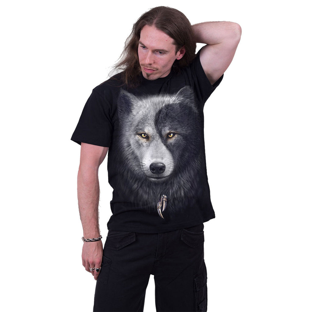Spiral Unisex T-Shirt: Wolf Chi (Black) (Back Print)