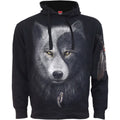Spiral Unisex Side Pocket Pullover Hoodie: Wolf Chi (Black) (Back & Sleeve Print)