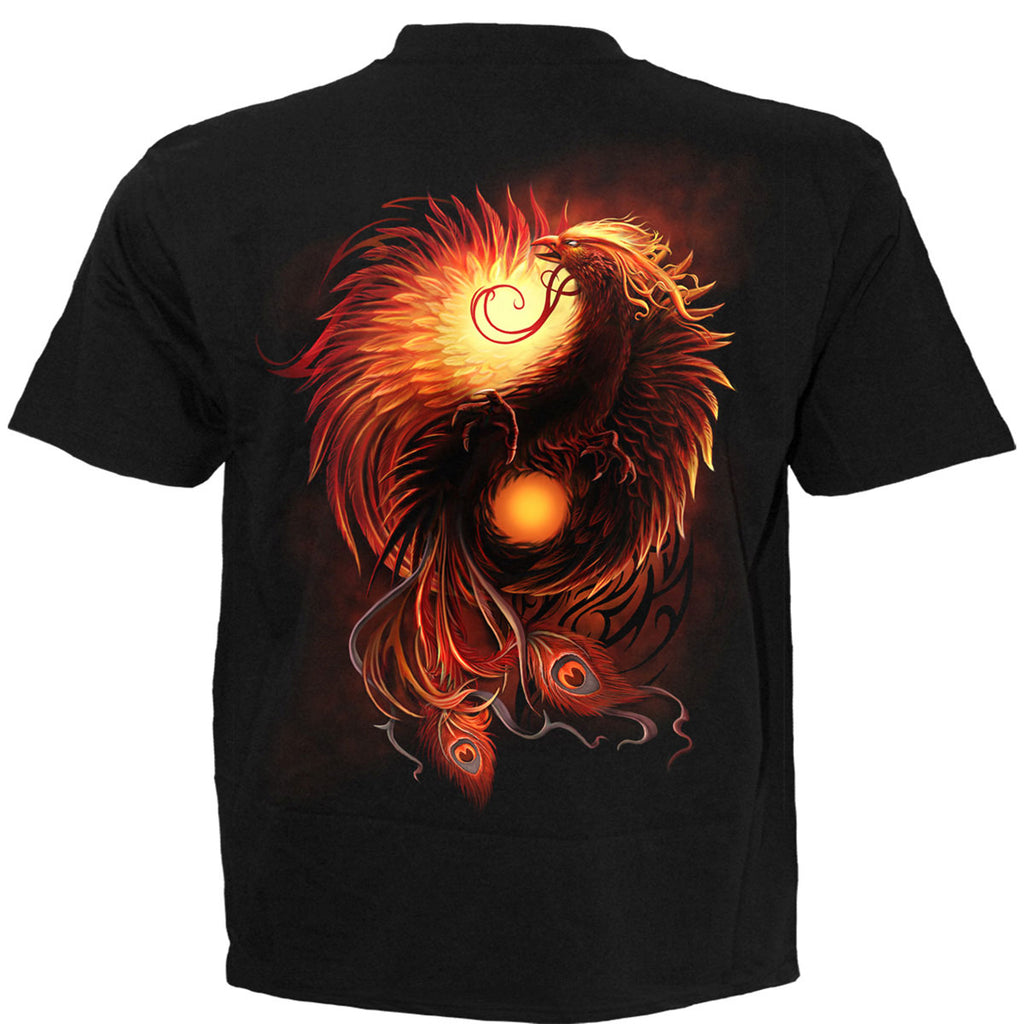 Spiral Unisex T-Shirt: Phoenix Arisen (Black) (Back Print)