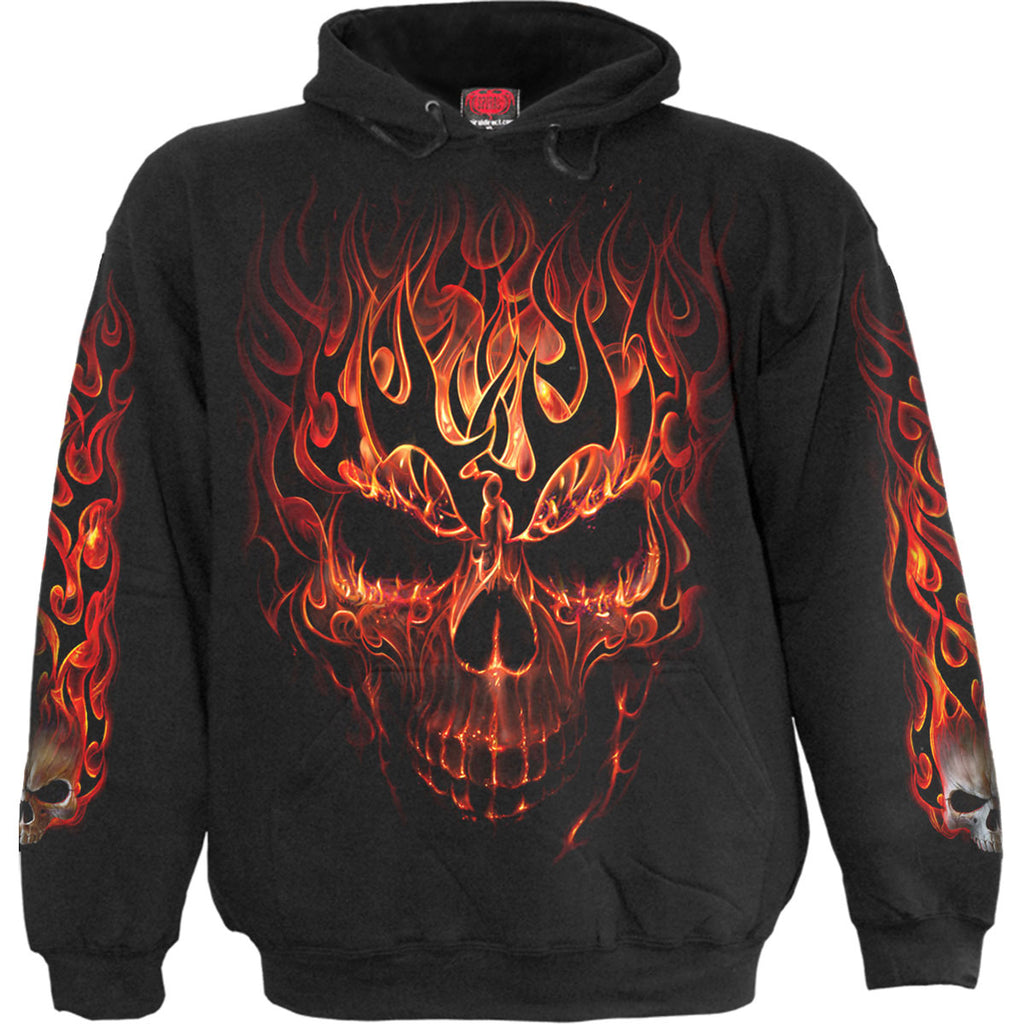 Spiral Kids Pullover Hoodie: Skull Blast (Black) (Back & Sleeve Print)