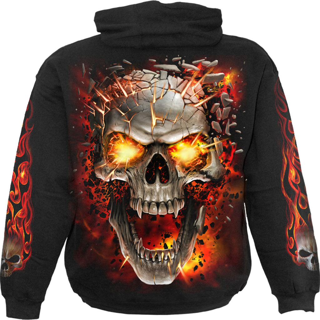 Spiral Kids Pullover Hoodie: Skull Blast (Black) (Back & Sleeve Print)