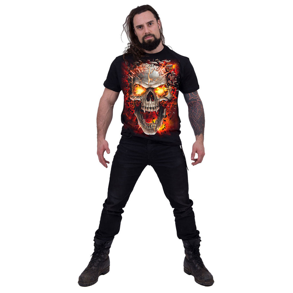 Spiral Unisex T-Shirt: Skull Blast (Black) (Back Print)
