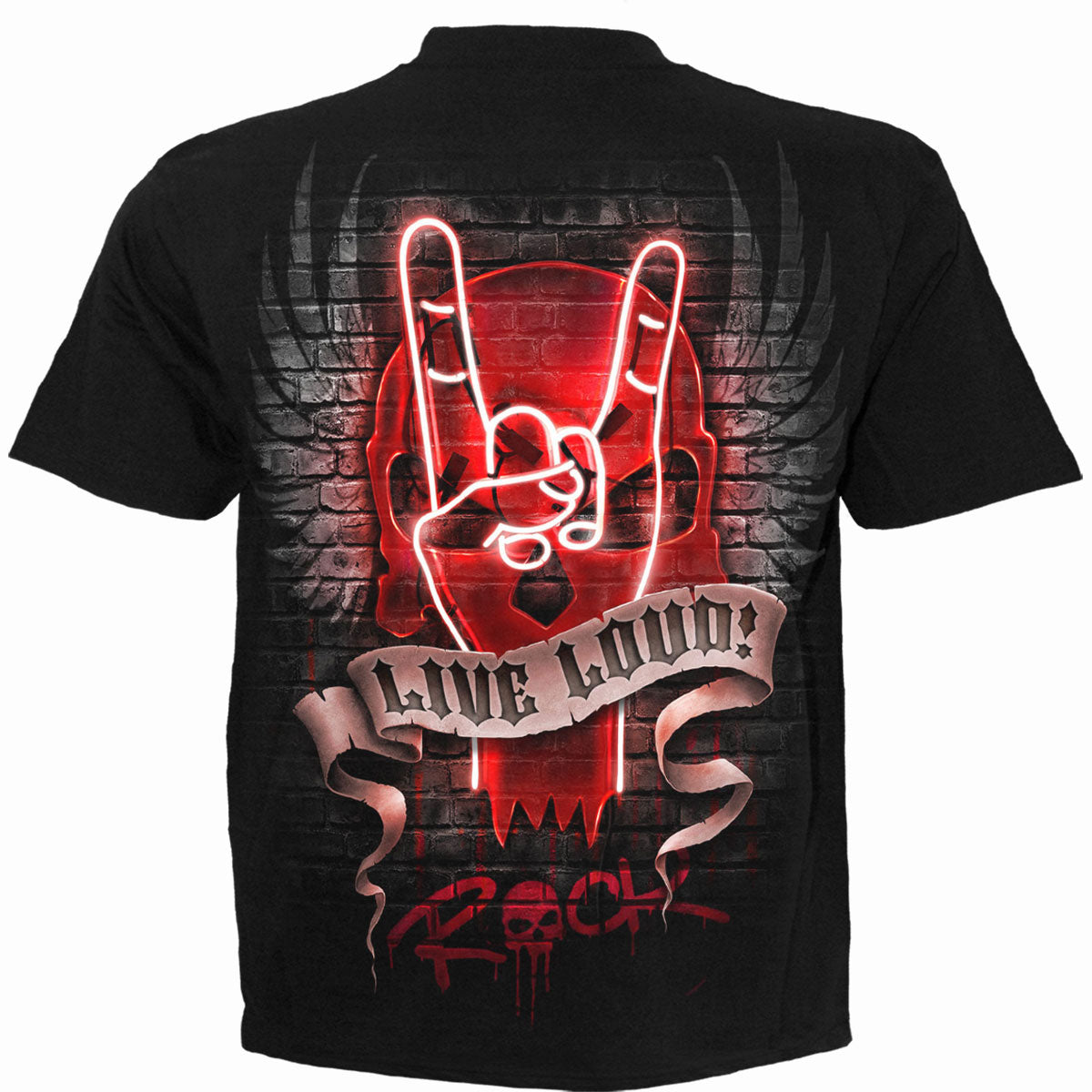 Spiral Unisex T-Shirt: Live Loud (Black) (Back Print)