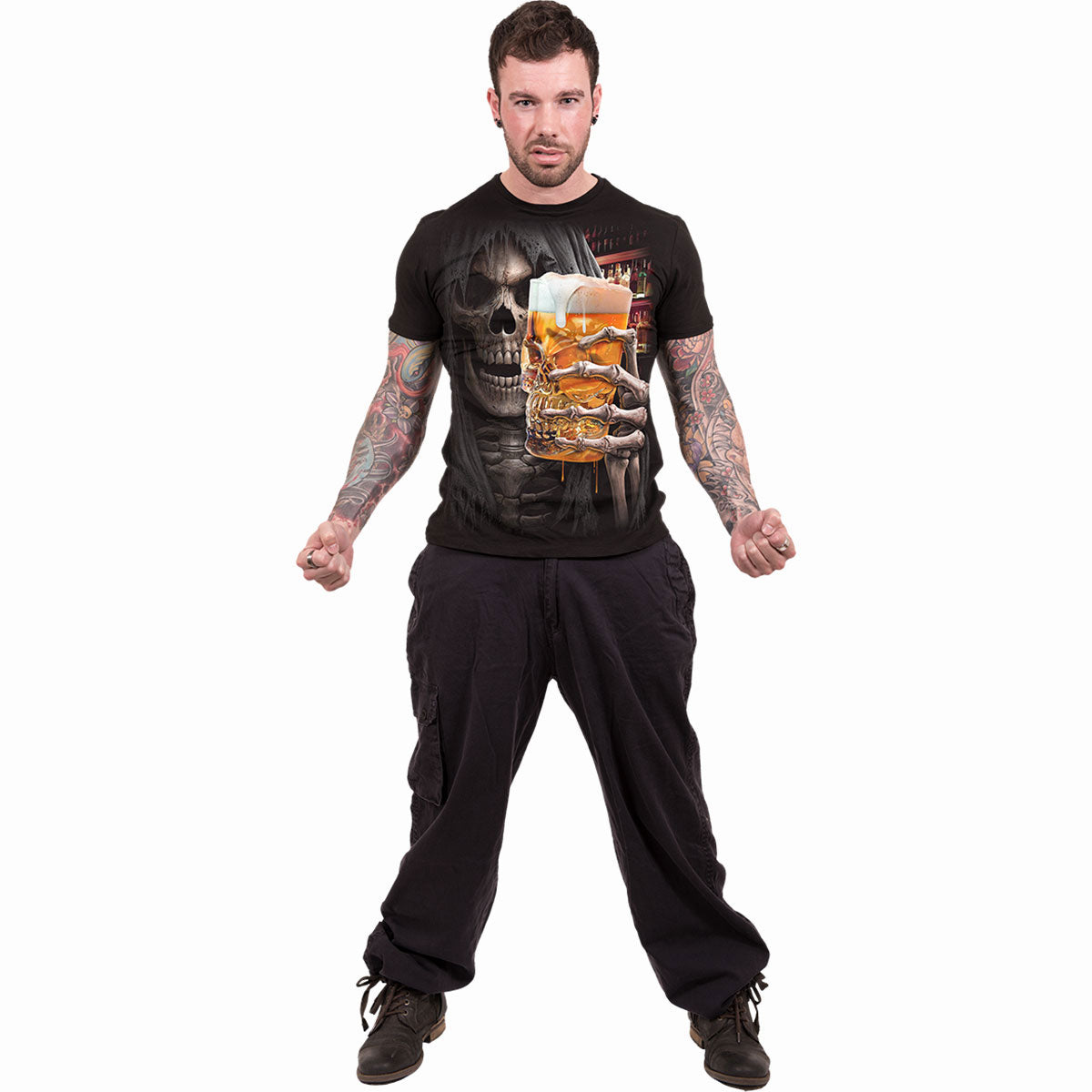 Spiral Unisex T-Shirt: Live Loud (Black) (Back Print)