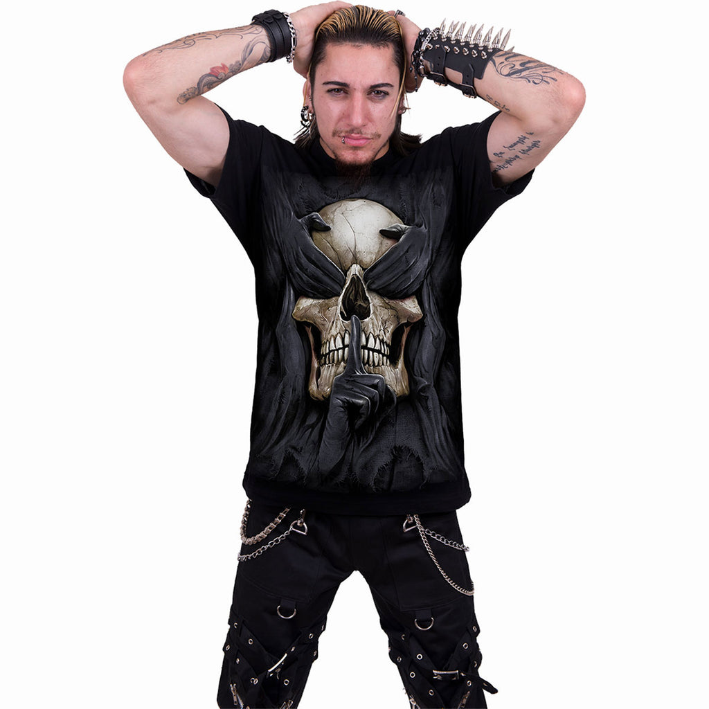 Spiral Unisex T-Shirt: See No Evil (Black) (Back Print)