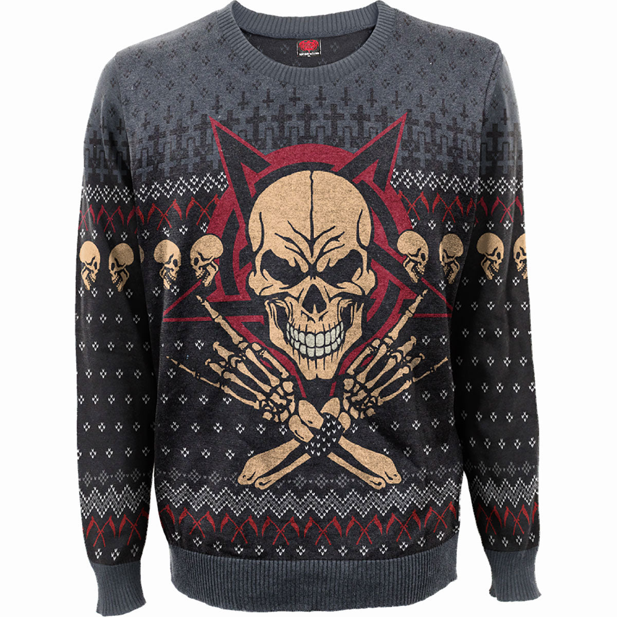 Spiral Unisex Jumper: Evil Rock (Black) (All Over Print)