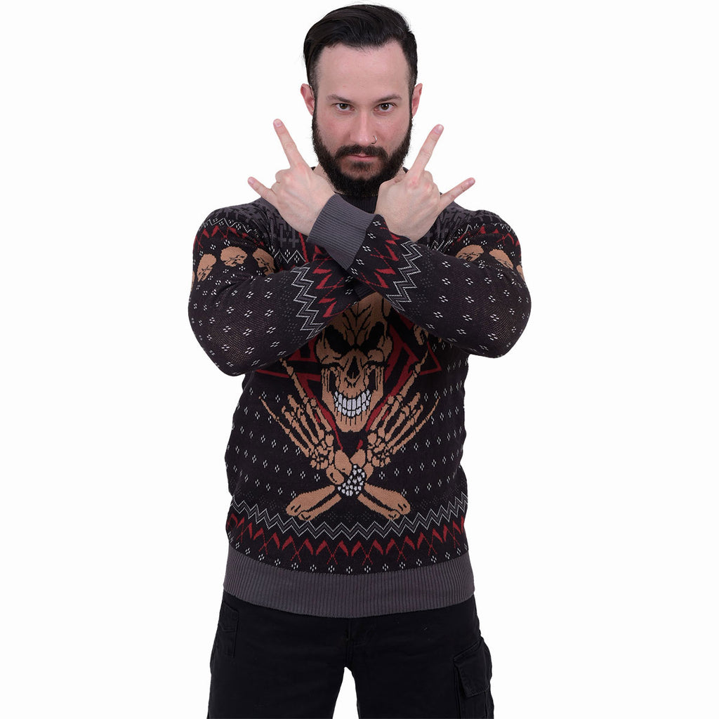 Spiral Unisex Jumper: Evil Rock (Black) (All Over Print)