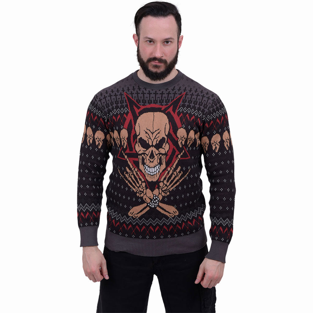 Spiral Unisex Jumper: Evil Rock (Black) (All Over Print)
