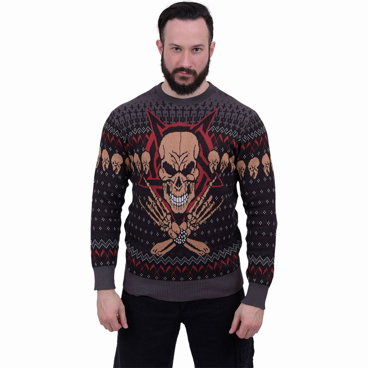 Spiral Unisex Jumper: Evil Rock (Black) (All Over Print)