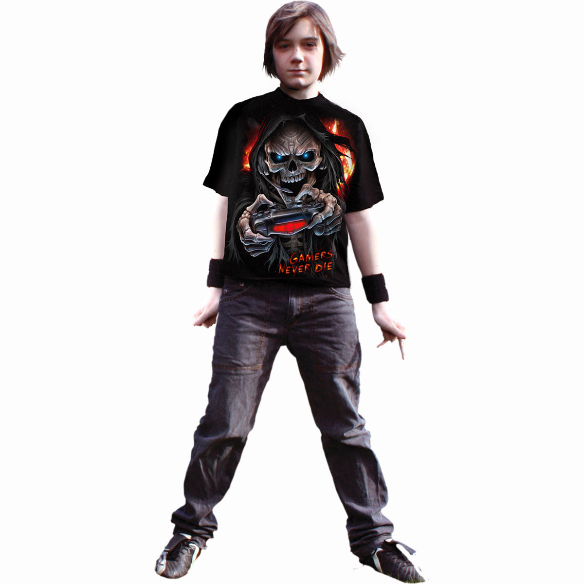 Spiral Kids T-Shirt: Respawn (Black) (Back Print)