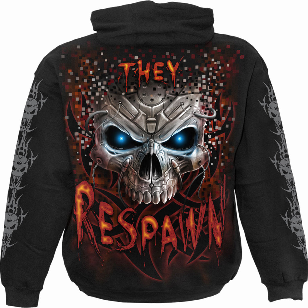 Spiral Kids Pullover Hoodie: Respawn (Black) (Back & Sleeve Print)
