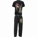 Spiral Unisex 4 Piece Gothic Pyjama Set: Triple 6 (Black) (Back Print)