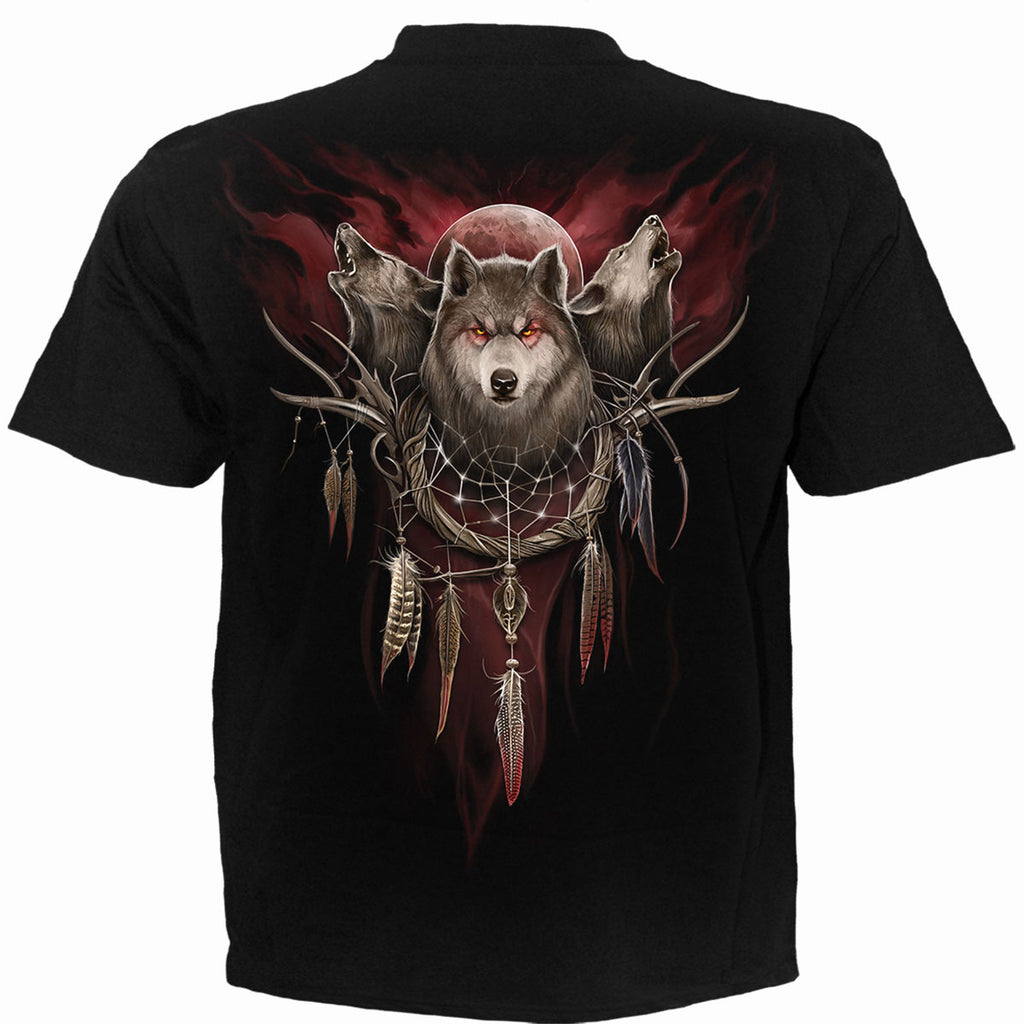 Spiral Unisex T-Shirt: Cry Of The Wolf (Black) (Back Print)
