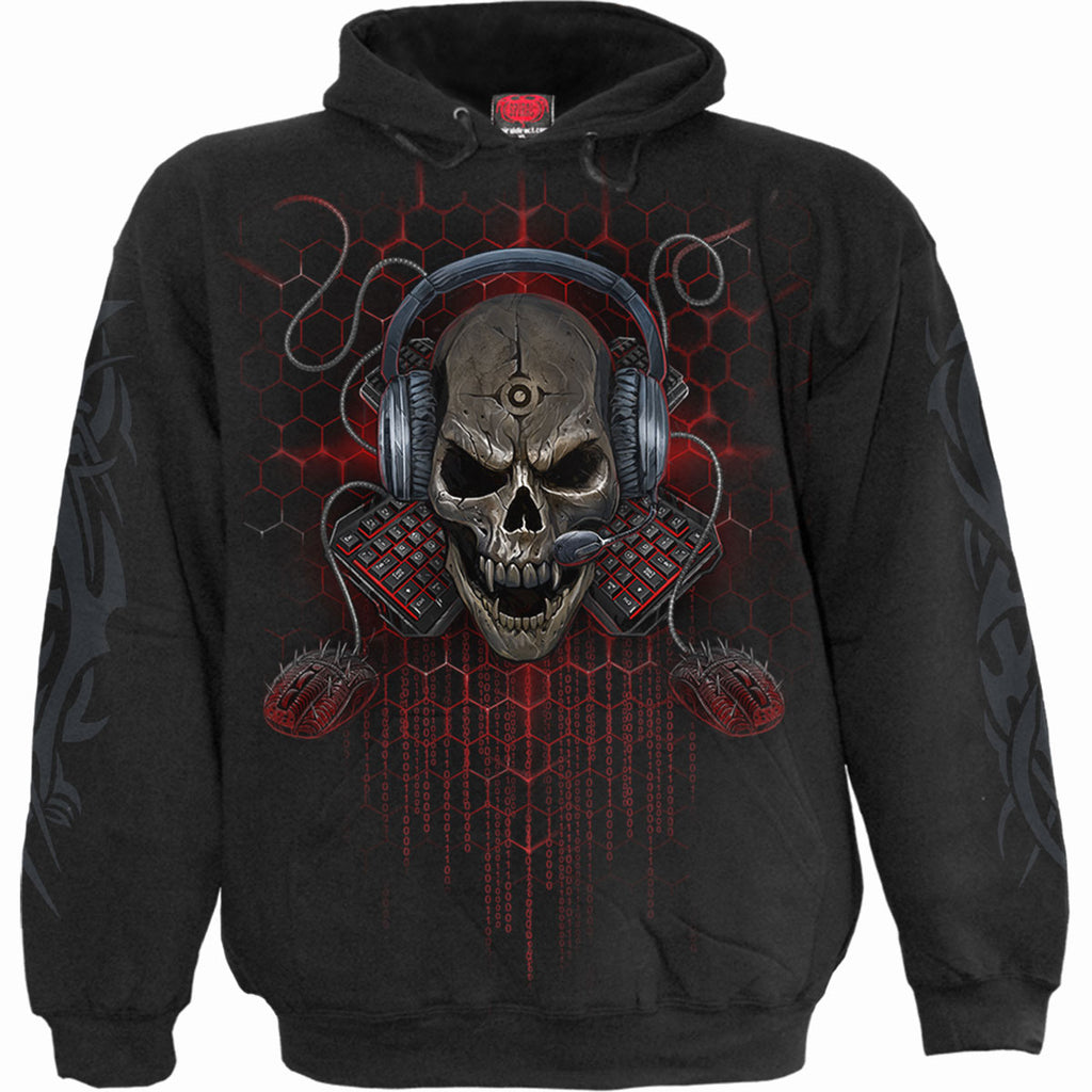 Spiral Kids Pullover Hoodie: PC Gamer (Black) (Back & Sleeve Print)