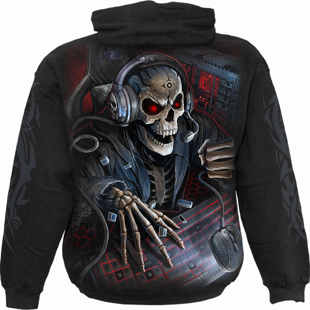 Spiral Kids Pullover Hoodie: PC Gamer (Black) (Back & Sleeve Print)