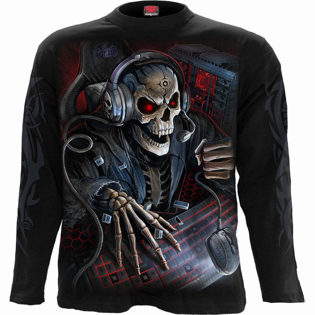 Spiral Unisex Long Sleeve T-Shirt: PC Gamer (Black) (Back & Sleeve Print)