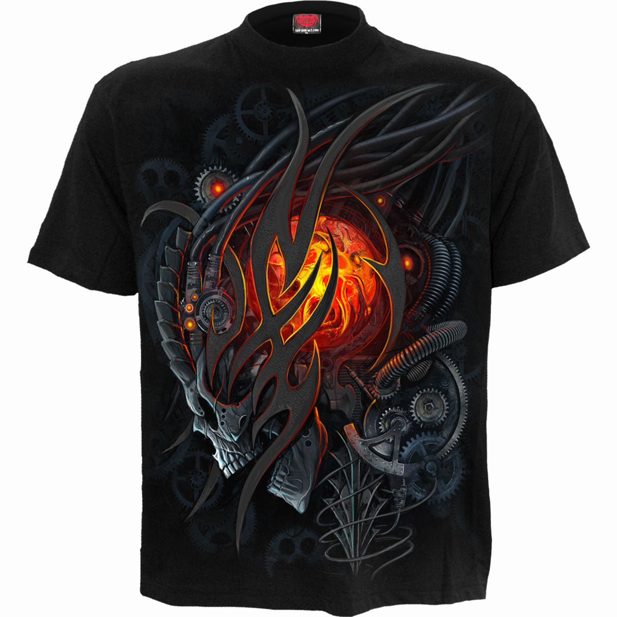 Spiral Unisex T-Shirt: Steampunk Skull (Black) (Back Print)
