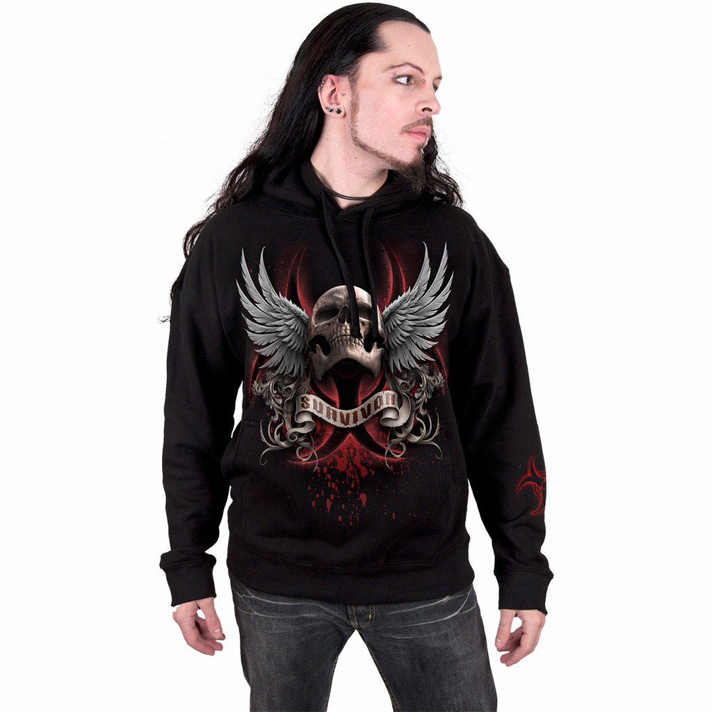 Spiral Unisex Pullover Hoodie: Lockdown 2020 (Black) (Back & Sleeve Print)