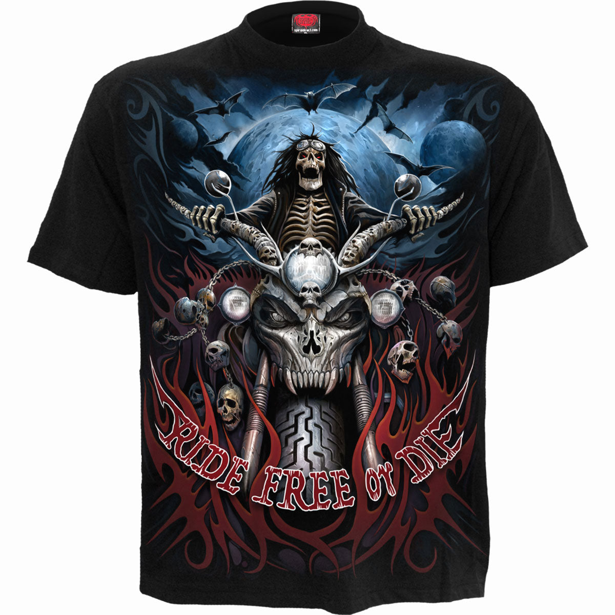 Spiral Unisex T-Shirt: Ride Free (Black) (Back Print)