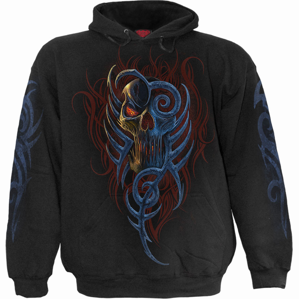 Spiral Unisex Pullover Hoodie: Oblivion (Black) (Back & Sleeve Print)
