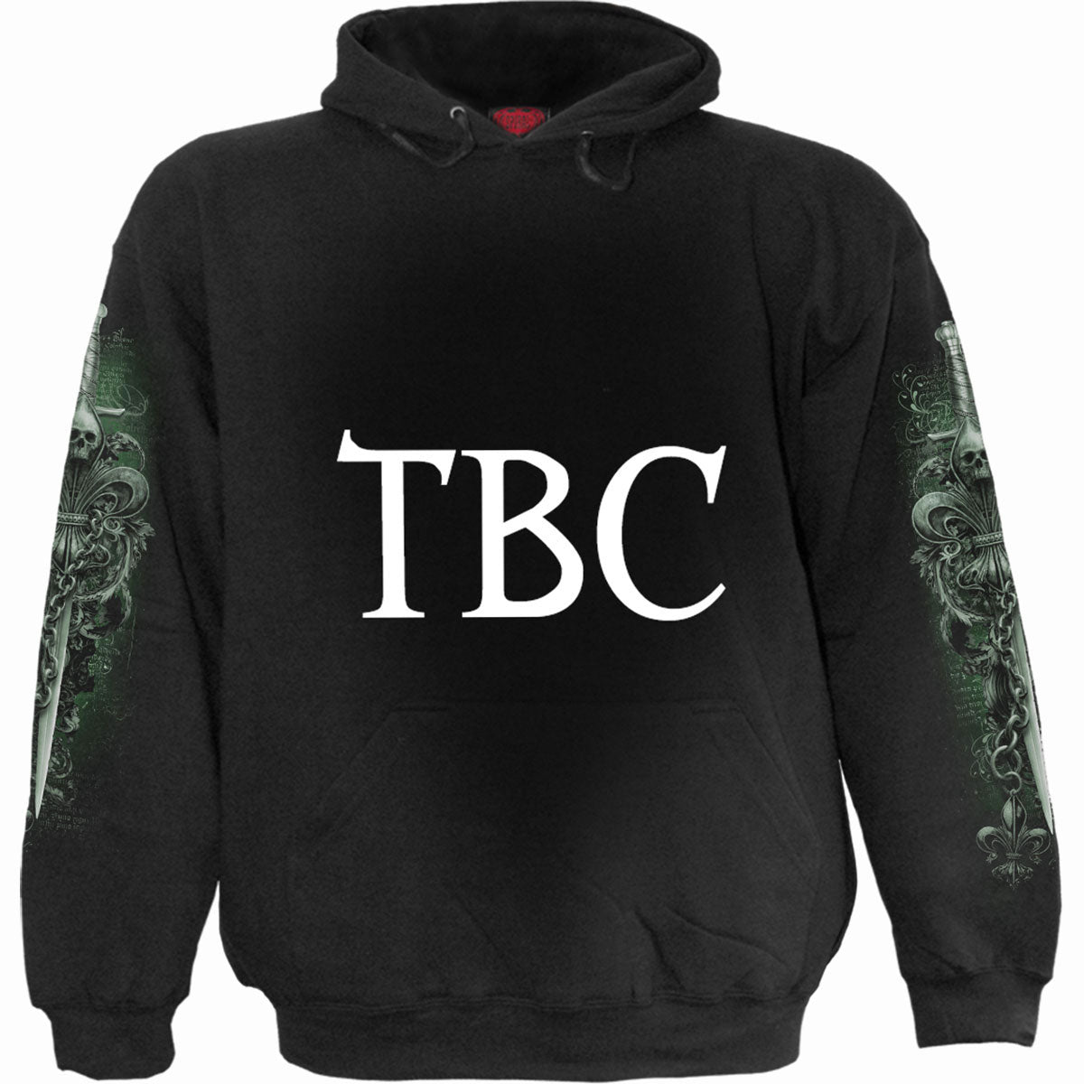 Spiral Unisex Pullover Hoodie: Checkmate (Black) (Back & Sleeve Print)