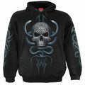 Spiral Unisex Pullover Hoodie: Stone Gaze (Black) (Back & Sleeve Print)