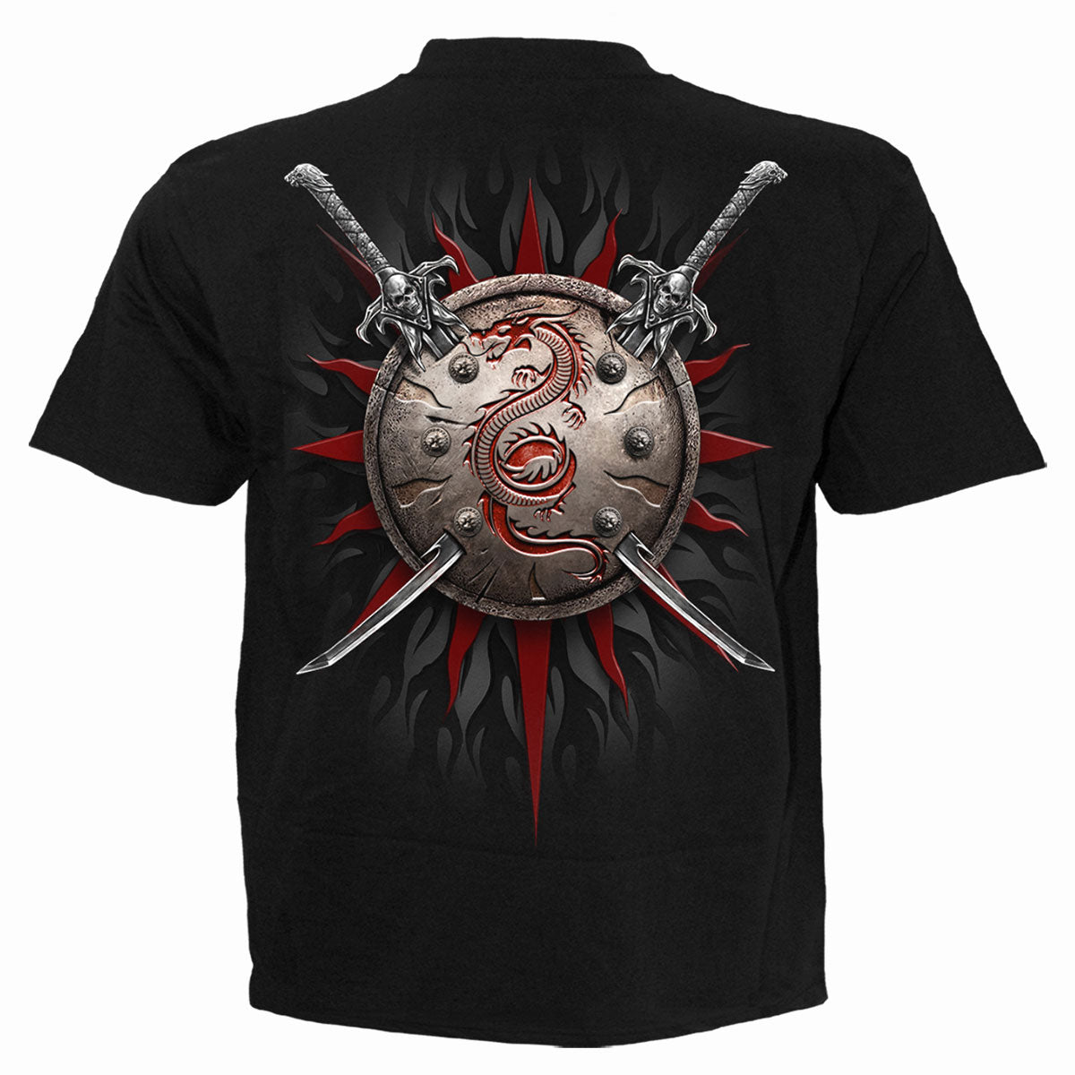 Spiral Unisex T-Shirt: Oriental Dragon (Black) (Back Print)
