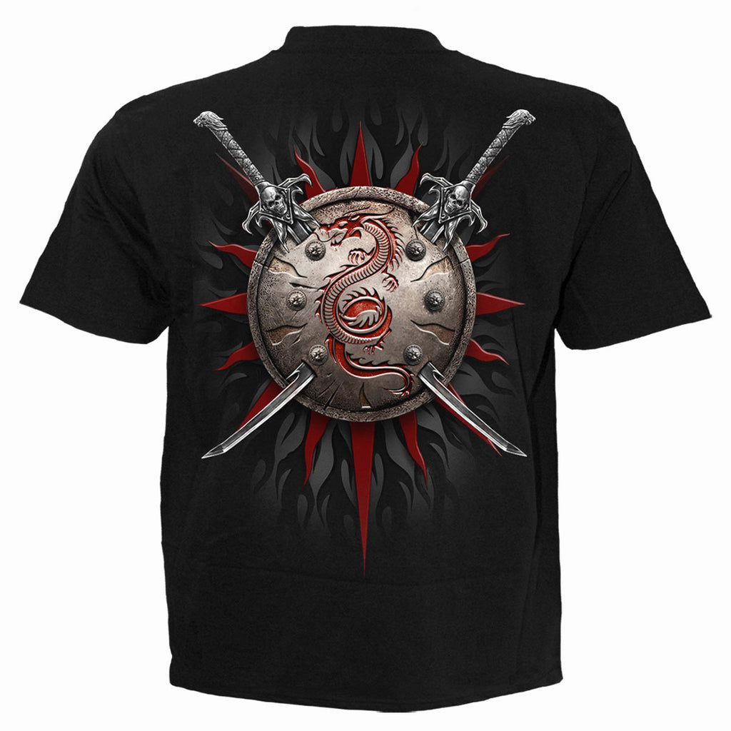 Spiral Unisex T-Shirt: Oriental Dragon (Black) (Back Print)