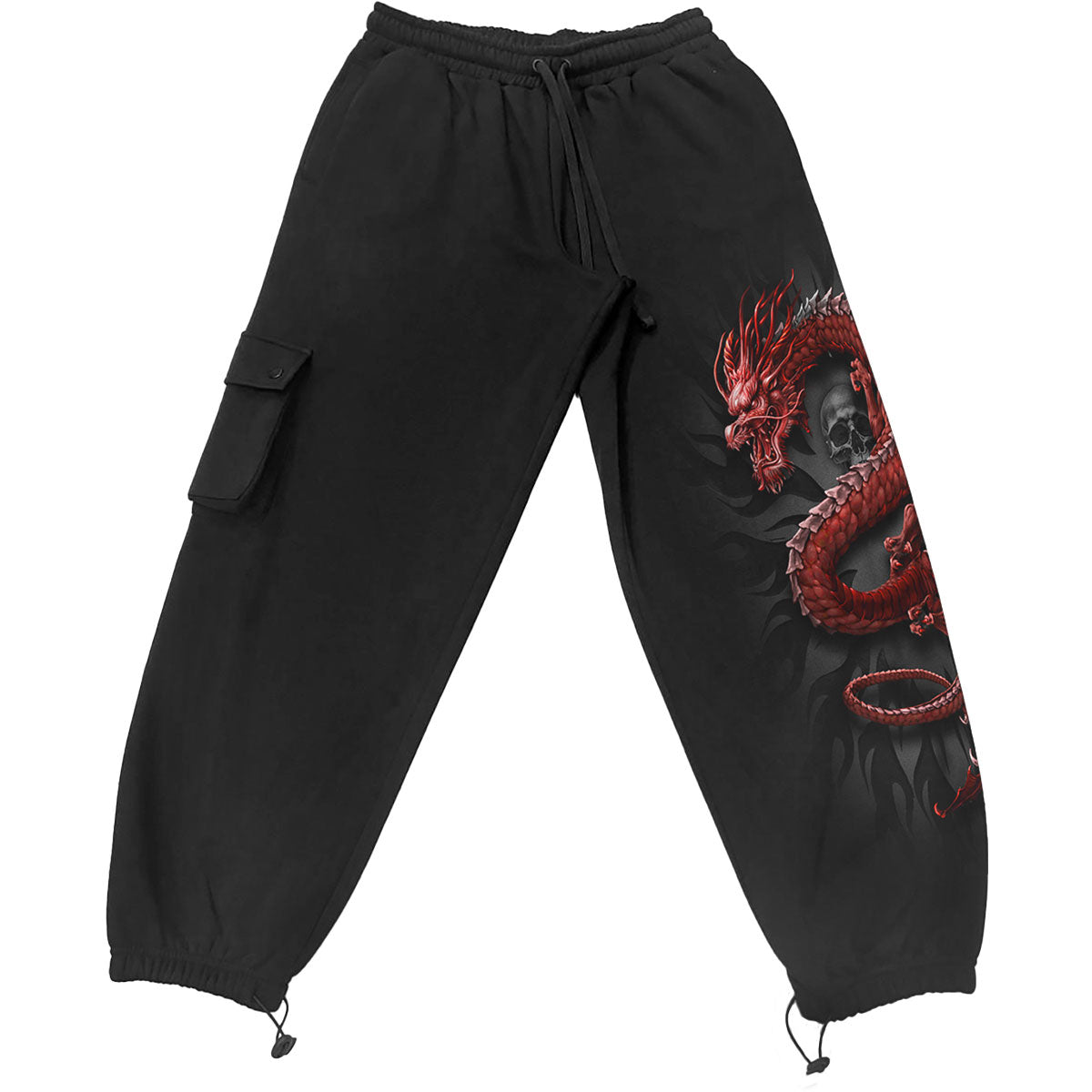 Spiral Unisex Cargo Joggers: Oriental Dragon (Black)