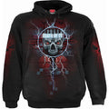 Spiral Unisex Pullover Hoodie: Death By Tv (Black) (Back & Sleeve Print)
