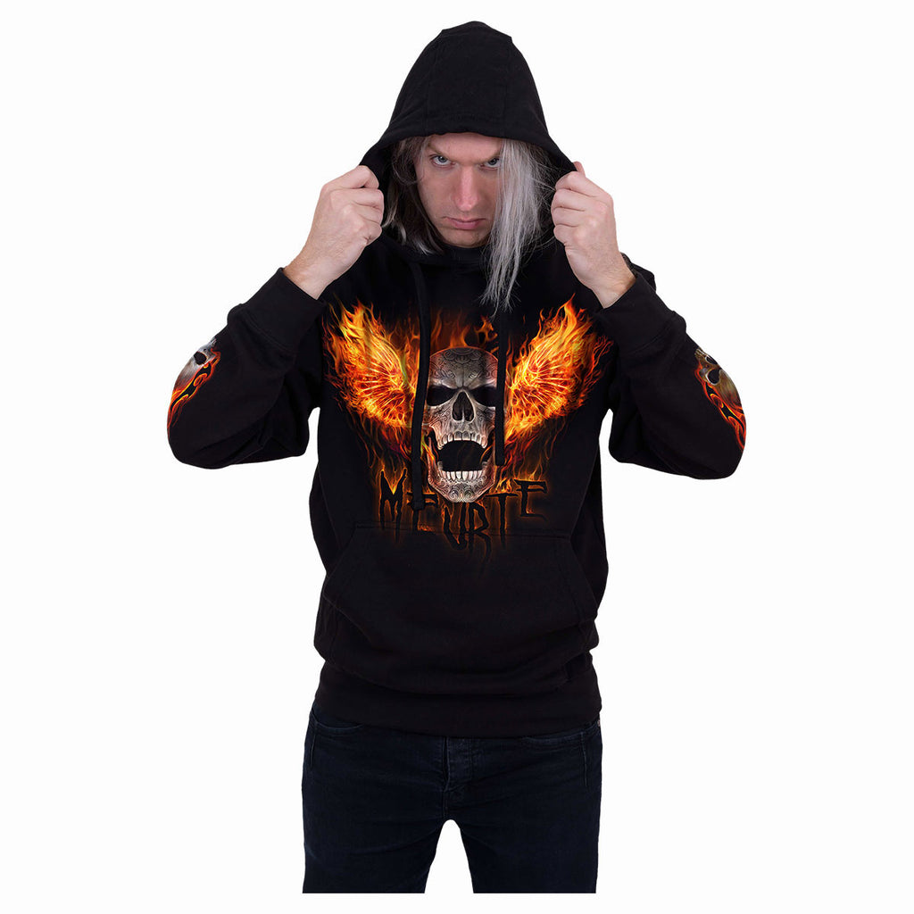 Spiral Unisex Pullover Hoodie: Rocking The Dead (Black) (Back & Sleeve Print)