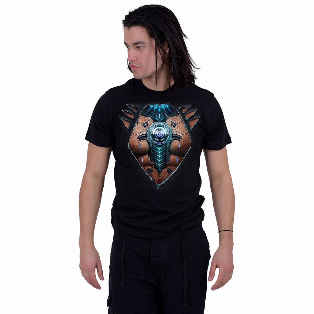 Spiral Unisex T-Shirt: Cyber Skin (Black) (Back Print)