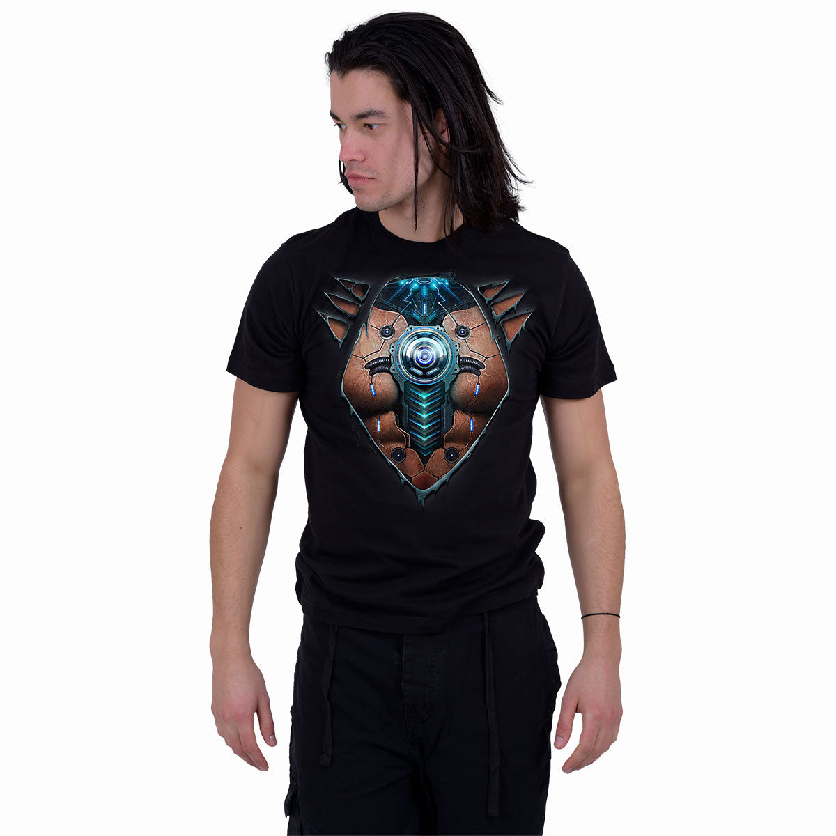 Spiral Unisex T-Shirt: Cyber Skin (Black) (Back Print)