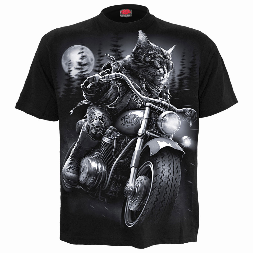 Spiral Unisex T-Shirt: Nine Lives (Black) (Back Print)
