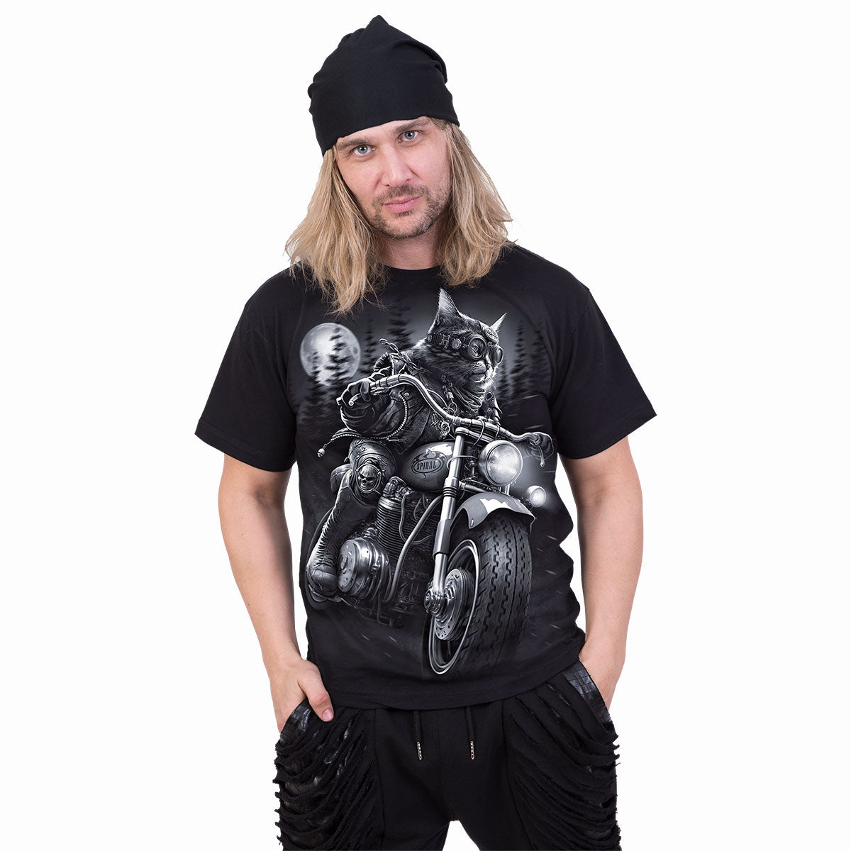 Spiral Unisex T-Shirt: Nine Lives (Black) (Back Print)