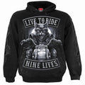 Spiral Unisex Pullover Hoodie: Nine Lives (Black) (Back & Sleeve Print)