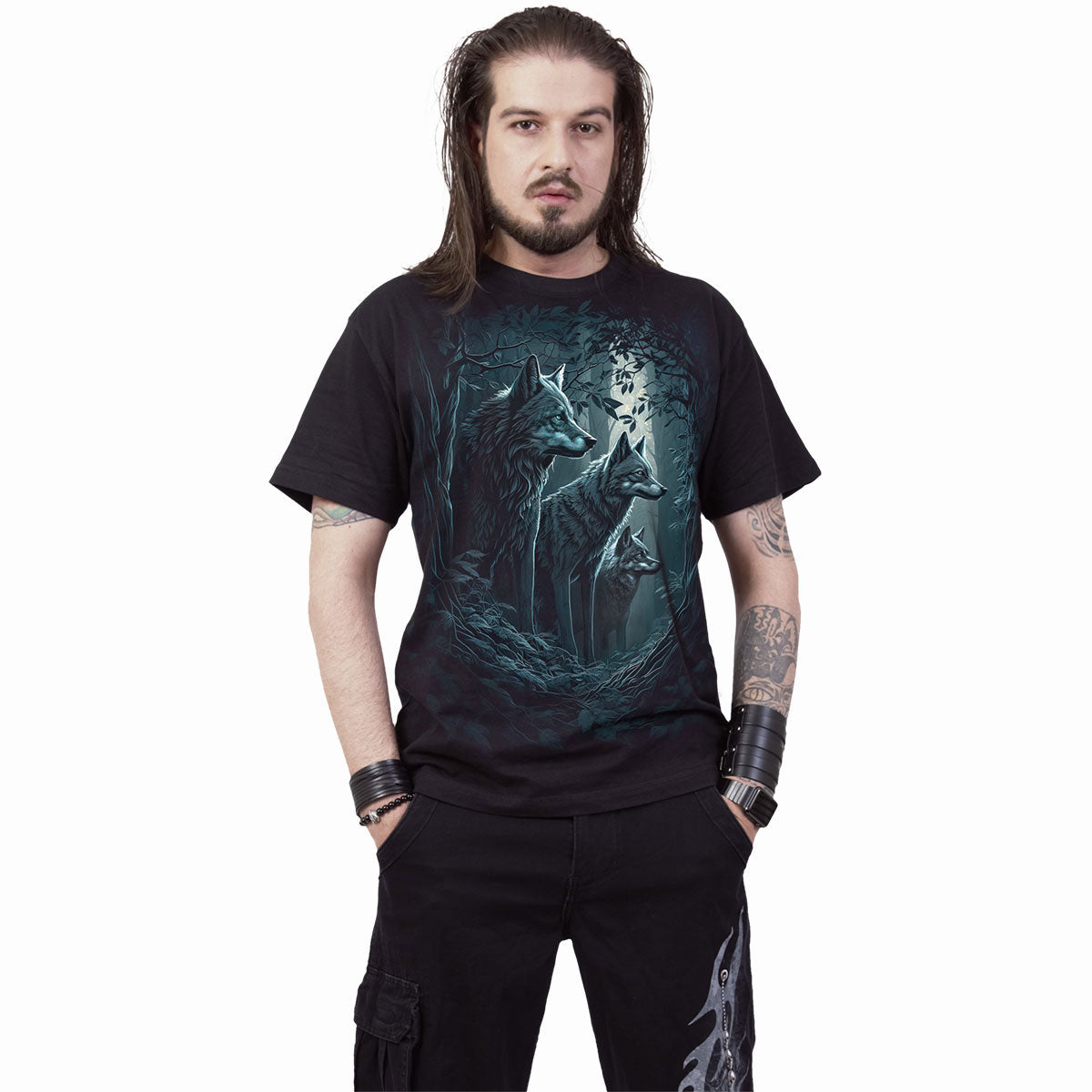 Spiral Unisex T-Shirt: Forest Guardians (Black) (Back Print)